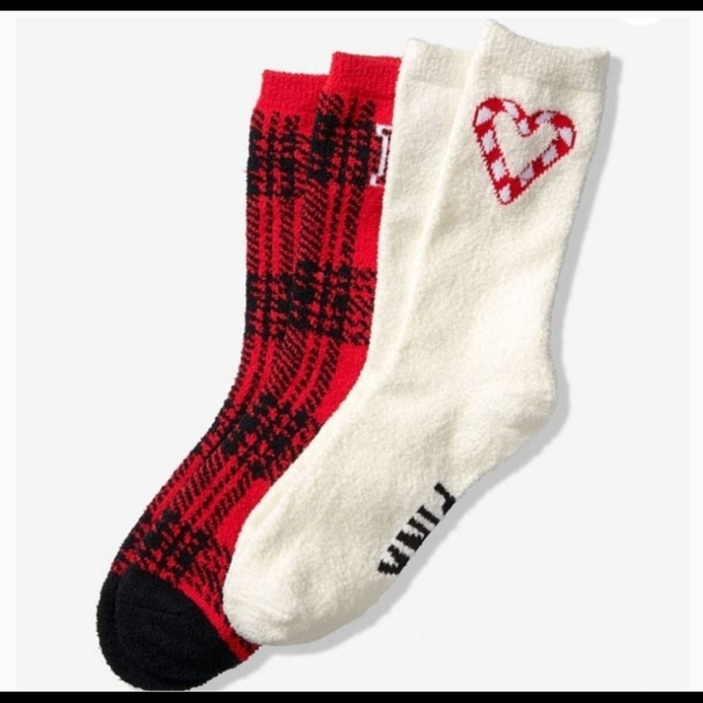 Victoria's Secret PINK Christmas Crew Socks 2 Pair